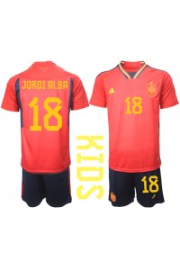 Spania Jordi Alba #18 Babyklær Hjemme Fotballdrakt til barn VM 2022 Korte ermer (+ Korte bukser)